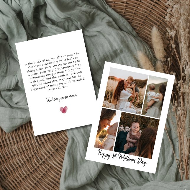 Tarjeta Festiva Happy First Mothers Day Photo Collage Card for Mom (Subido por el creador)