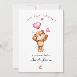 Tarjeta Festiva Happy First Valentine Teddy Bear Greeting Card fo