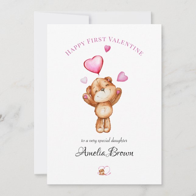 Tarjeta Festiva Happy First Valentine Teddy Bear Greeting Card fo (Anverso)