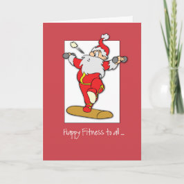 Tarjeta Festiva Happy Fitness Exercise Christmas with Santa