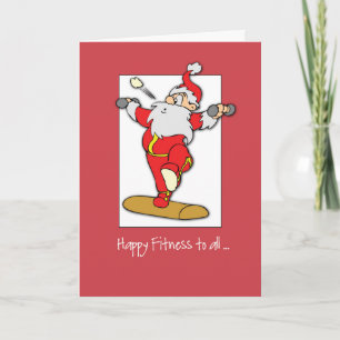 Tarjeta Festiva Happy Fitness Exercise Christmas with Santa