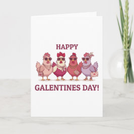 Tarjeta Festiva Happy Galentines Day Chicken Squad Cute Funny Hens