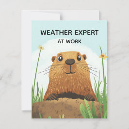 Tarjeta Festiva Happy Groundhog Day Cute Colorful Woodchuck 