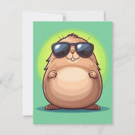 Tarjeta Festiva Happy Groundhog Day Cute Colorful Woodchuck 