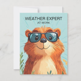 Tarjeta Festiva Happy Groundhog Day Cute Colorful Woodchuck