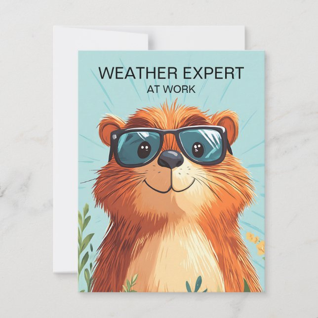 Tarjeta Festiva Happy Groundhog Day Cute Colorful Woodchuck (Anverso)