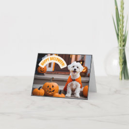 Tarjeta Festiva Happy Halloween Card with a puppy