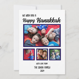 Tarjeta Festiva Happy Hannukah Family Photo Simple Classic
