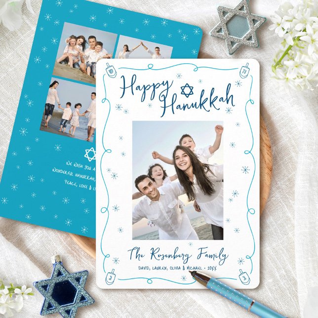 Tarjeta Festiva Happy Hanukkah 5 Photo Hand Drawn Doodle Whimsical (Subido por el creador)