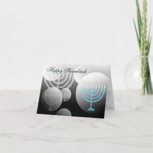 Tarjeta Festiva Happy Hanukkah Card Menorah Globe