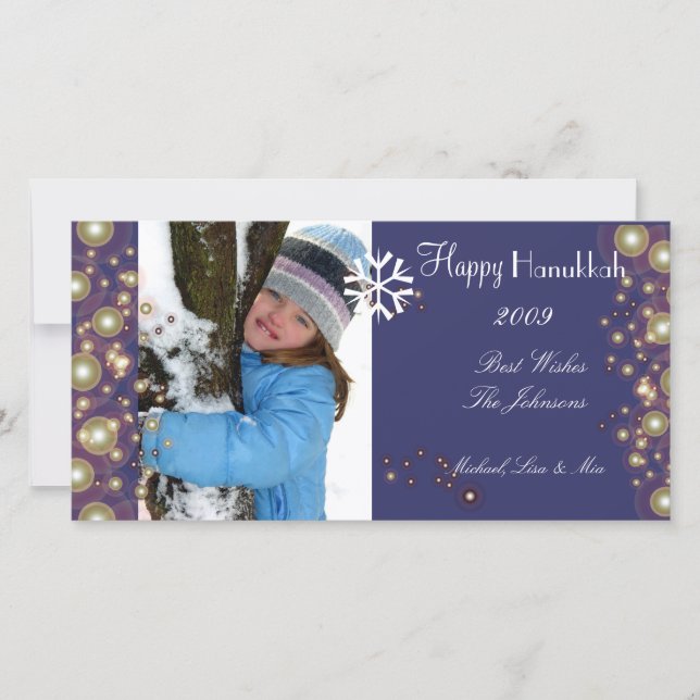 Tarjeta Festiva Happy Hanukkah, champagne bubbles photocards (Anverso)