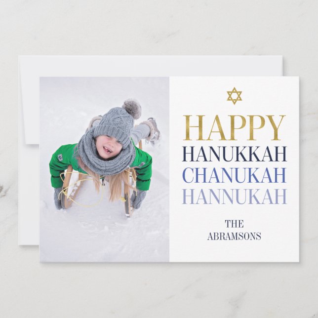 Tarjeta Festiva Happy Hanukkah Chanukah Holiday Photo Card (Anverso)