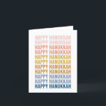 Tarjeta Festiva Happy Hanukkah Colorous Word Art Design<br><div class="desc">Hanukkah feliz en diseño gráfico de tipografía colorida. Haga clic en personalizar para cambiar el color de fondo o agregar texto adicional.</div>