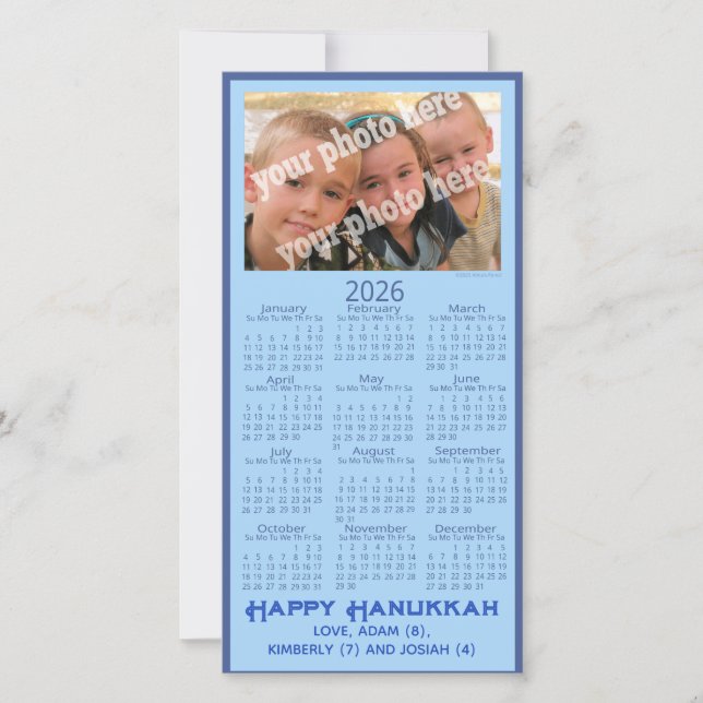 Tarjeta Festiva Happy Hanukkah Custom Photo 2026 Calendar Picture (Anverso)