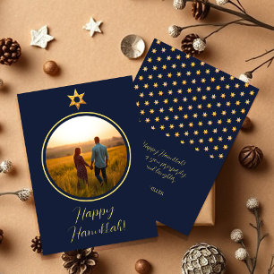 Tarjeta Festiva Happy Hanukkah Cute Photo