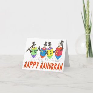 Tarjeta Festiva Happy Hanukkah dreidels card