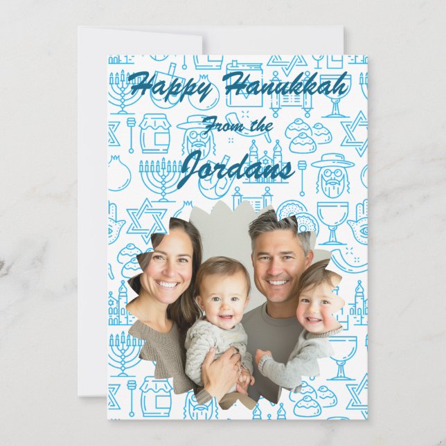 Tarjeta Festiva Happy Hanukkah family photo card personalize (Anverso)