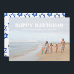 Tarjeta Festiva Happy Hanukkah Family Photo Star of David Pattern<br><div class="desc">Happy Hanukkah Family Photo Star of David Pattern Tarjeta navideña</div>