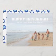 Happy Hanukkah Family Photo Star of David Pattern