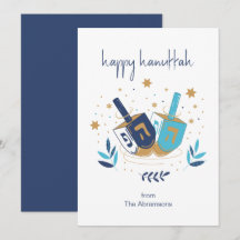 Happy Hanukkah Floral Dreidel Card (