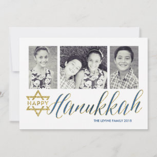Tarjeta Festiva Happy Hanukkah Glitter Hanukkah Card