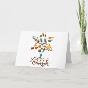 Tarjeta Festiva Happy Hanukkah Holiday Card