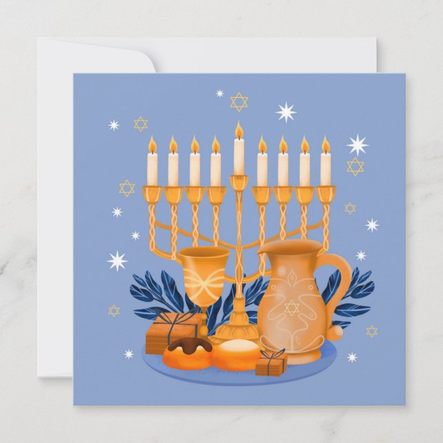 Tarjeta Festiva Happy Hanukkah Holiday Card (Anverso)