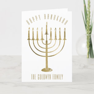 Tarjeta Festiva Happy Hanukkah Menorah Holiday Card