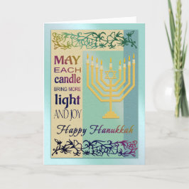 Tarjeta Festiva Happy Hanukkah Menorah Jewish