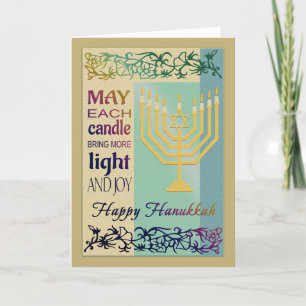 Tarjeta Festiva Happy Hanukkah Menorah Jewish Holiday Card
