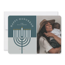 Happy Hanukkah Modern Menorah Candle Family Photo