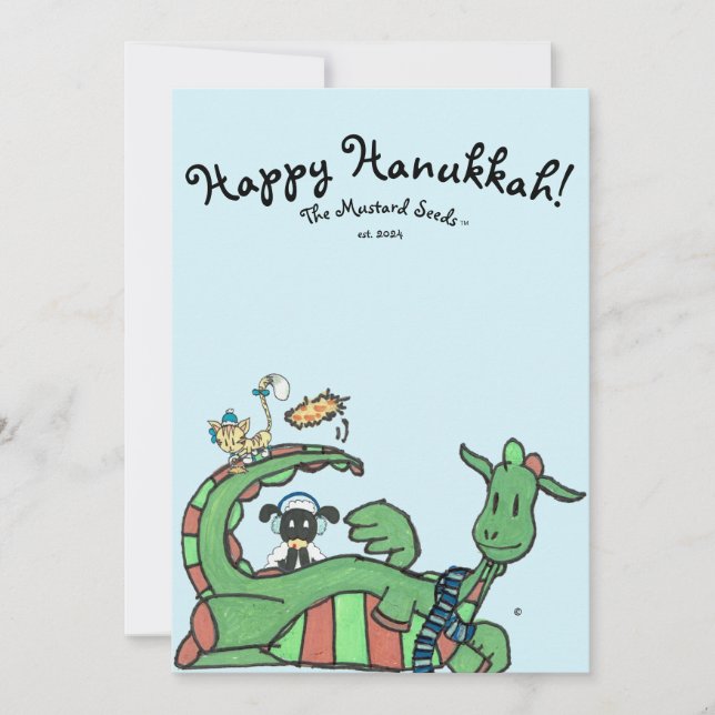 Tarjeta Festiva Happy Hanukkah Mustard Seeds TM Holiday Card (Anverso)