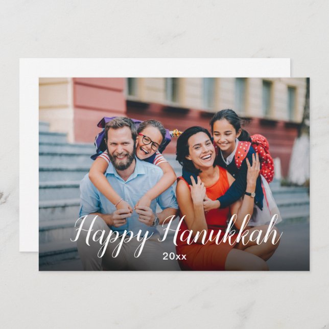 Tarjeta Festiva Happy Hanukkah Peaceful Joyous Modern Photo (Anverso / Reverso)