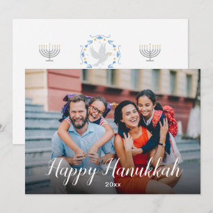 Tarjeta Festiva Happy Hanukkah Peaceful Joyous Modern Photo