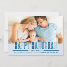 Tarjeta Festiva Happy Hanukkah Photo Card | Tonos azules