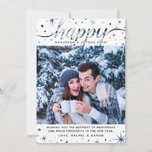 Tarjeta Festiva Happy Hanukkah Photo Color Mating Text Effect
