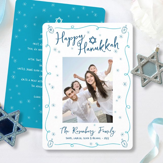 Tarjeta Festiva Happy Hanukkah Photo Hand Drawn Cute Custom Note  (Subido por el creador)