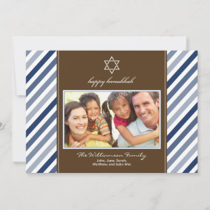 Tarjeta Festiva Happy Hanukkah Ribbon Family Holiday Card (Army)