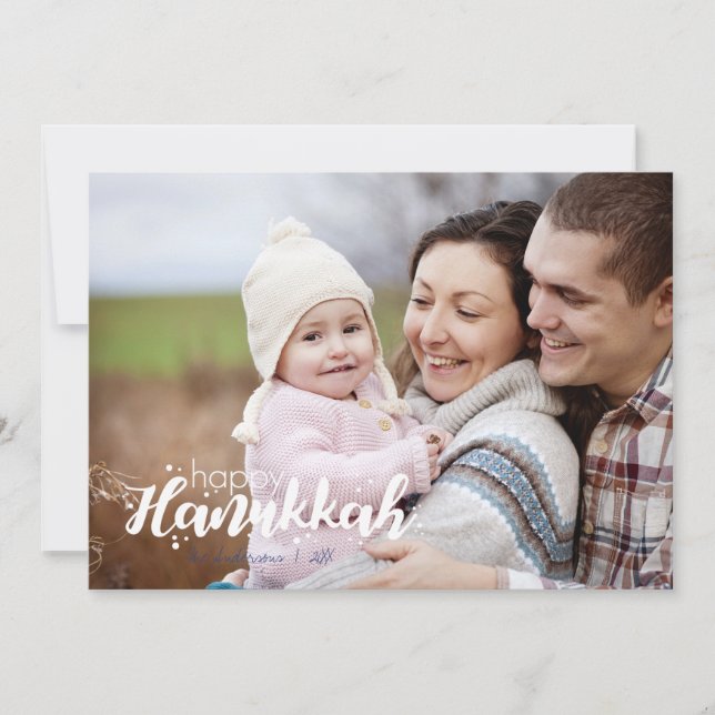 Tarjeta Festiva Happy Hanukkah Snow Bubbles Holiday Card (Anverso)