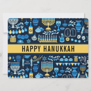 Tarjeta Festiva Happy Hanukkah Star of David Cute Trendy