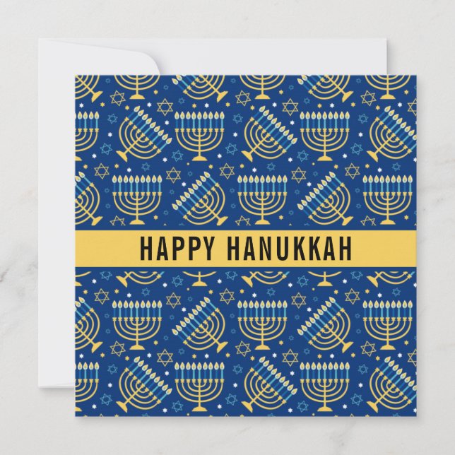 Tarjeta Festiva Happy Hanukkah Star of David Cute Trendy (Anverso)