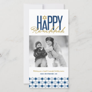 Tarjeta Festiva Happy Hanukkah Typography Star Of David Photo