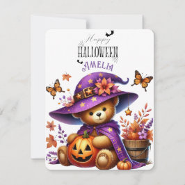 Tarjeta Festiva Happy Helloween Cute Wizard