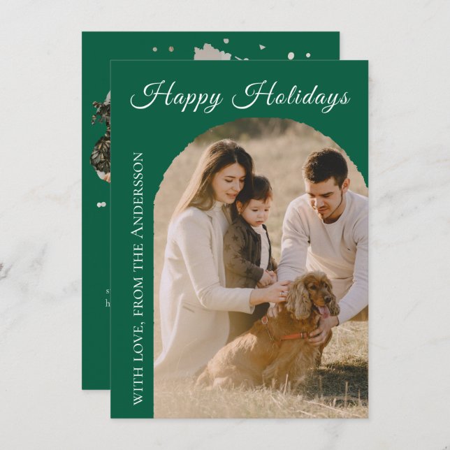 Tarjeta Festiva Happy Holidays Arch 2 Photo (Anverso / Reverso)