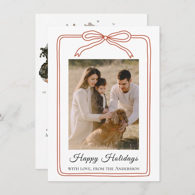 Tarjeta Festiva Happy Holidays Arch 2 Photo (Anverso / Reverso)