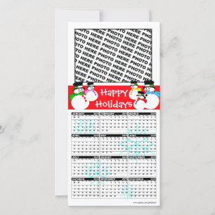 Tarjeta Festiva Happy Holidays Calendar 2011 Photo Card Snowman