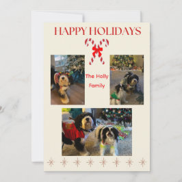 Tarjeta Festiva Happy Holidays Candy Cane and Twinkle Card
