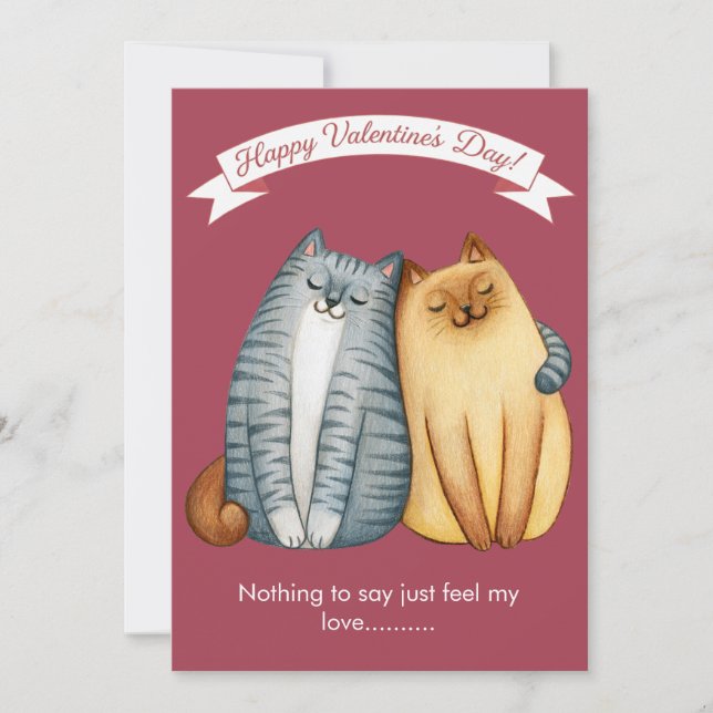 Tarjeta Festiva Happy Holidays Cat Valentine's Love (Anverso)