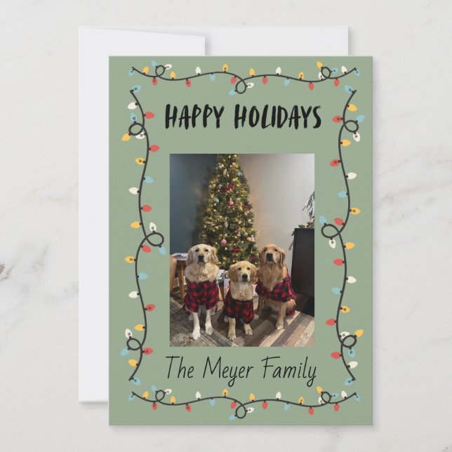 Tarjeta Festiva Happy Holidays Christmas Lights Card (Anverso)