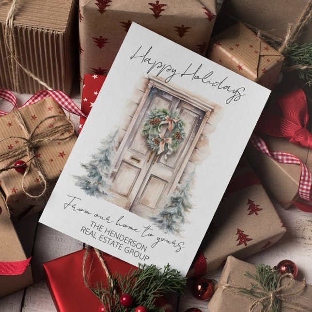 Tarjeta Festiva Happy Holidays Company From our Home to Your QR (Subido por el creador)